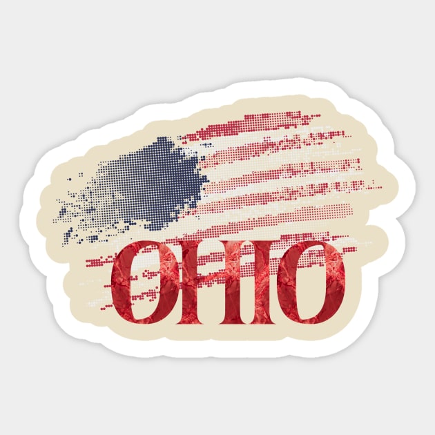 Brushed with Ohio Pride: American Flag Tee Sticker by DaShirtXpert